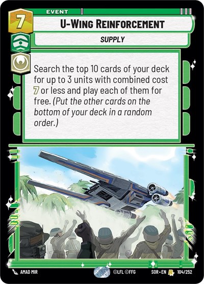 U-Wing Reinforcement — Foil Spark of Rebellion Rare Star Wars Unlimited card — value and price