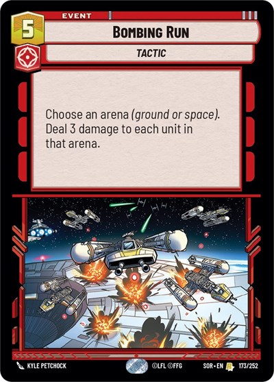 Bombing Run — Foil Spark of Rebellion Rare Star Wars Unlimited card — value and price