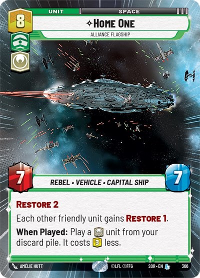 Home One - Alliance Flagship (Hyperspace) — Foil Spark of Rebellion Legendary Star Wars Unlimited card — value and price