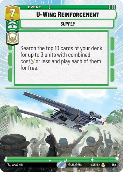 U-Wing Reinforcement (Hyperspace) — Foil Spark of Rebellion Rare Star Wars Unlimited card — value and price
