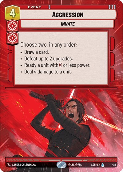 Aggression (Hyperspace) — Foil Spark of Rebellion Legendary Star Wars Unlimited card — value and price