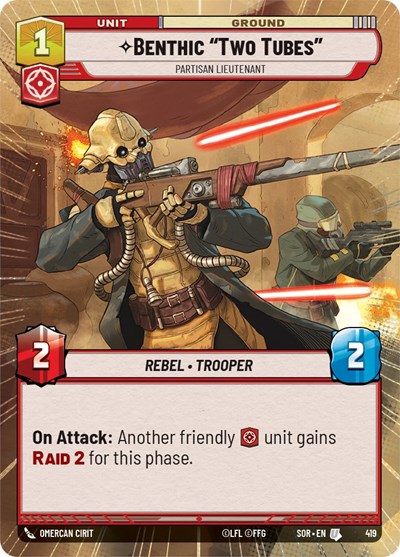 Benthic "Two Tubes" - Partisan Lieutenant (Hyperspace) — Foil Spark of Rebellion Uncommon Star Wars Unlimited card — value and price