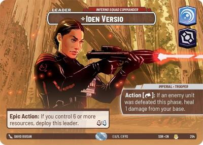 Iden Versio - Inferno Squad Commander (Showcase) Spark of Rebellion Rare Star Wars Unlimited card — value and price