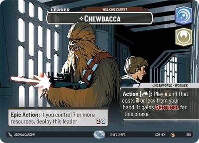 Chewbacca - Walking Carpet (Showcase) Spark of Rebellion Common Star Wars Unlimited card — value and price
