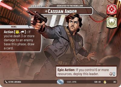 Cassian Andor - Dedicated to the Rebellion (Showcase) Spark of Rebellion Rare Star Wars Unlimited card — value and price