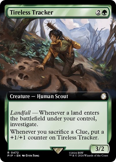 Tireless Tracker (Extended Art) from PIP #472, Magic: The Gathering card