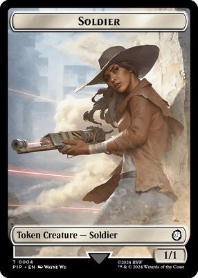 Soldier (0004) // Human Soldier Double-Sided Token 4 // 3 – Universes Beyond: Fallout (Token)