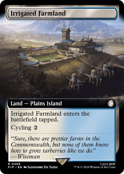 Irrigated Farmland (Extended Art) from PIP #499, Magic: The Gathering card