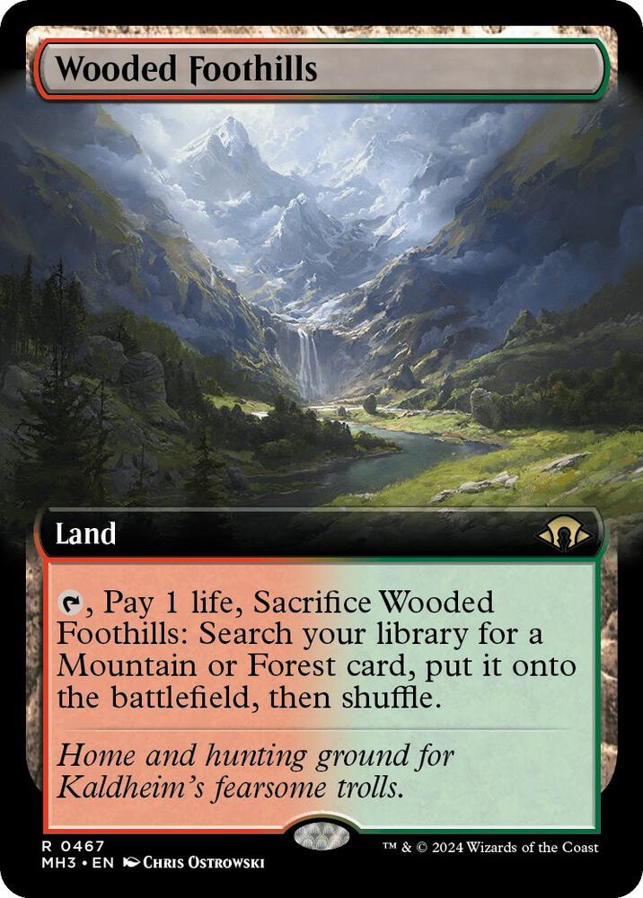 Wooded Foothills (Extended Art) - Modern Horizons 3 - Magic: The