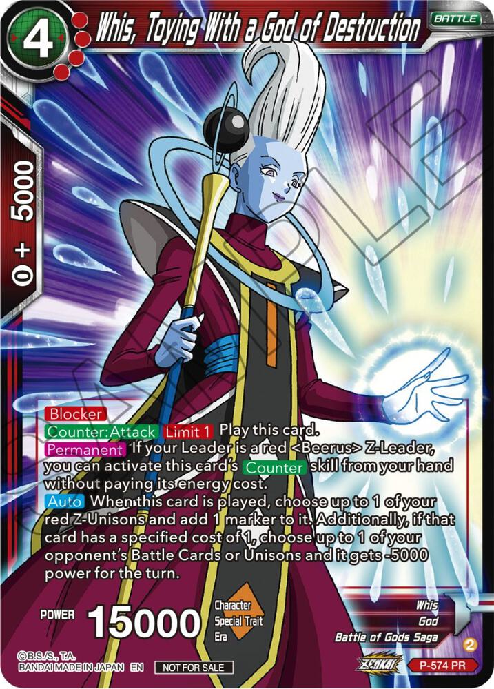 Whis, Toying With a God of Destruction (Zenkai Series Tournament Pack Vol.7) #P-574 — Tournament Promotion Cards