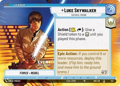 Luke Skywalker - Faithful Friend (Hyperspace) Event Exclusive Promos Special Star Wars Unlimited card — value and price