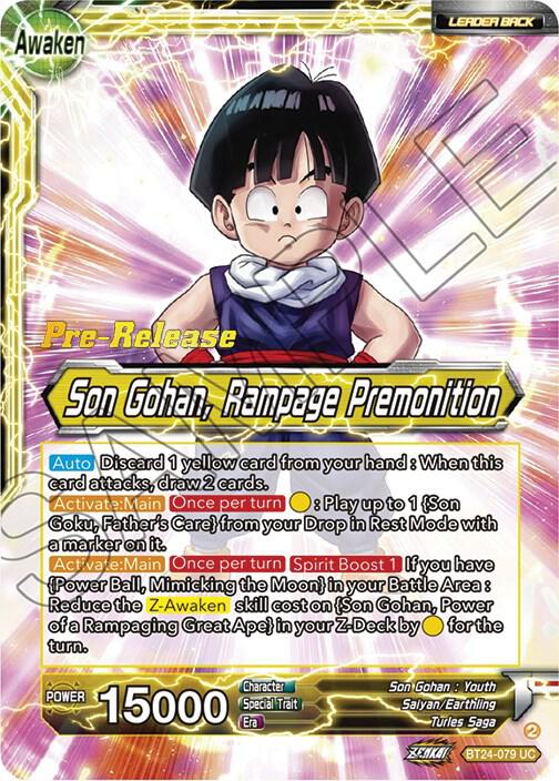 Son Gohan // Son Gohan, Rampage Premonition #BT24-079 — Beyond Generations Pre-Release Cards