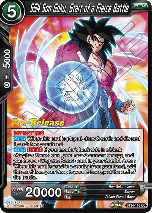 SS4 Son Goku, Start of a Fierce Battle #BT24-116 — Beyond Generations Pre-Release Cards