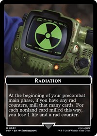 Radiation // Clue Double-Sided Token - Universes Beyond: Fallout - Magic: The Gathering card
