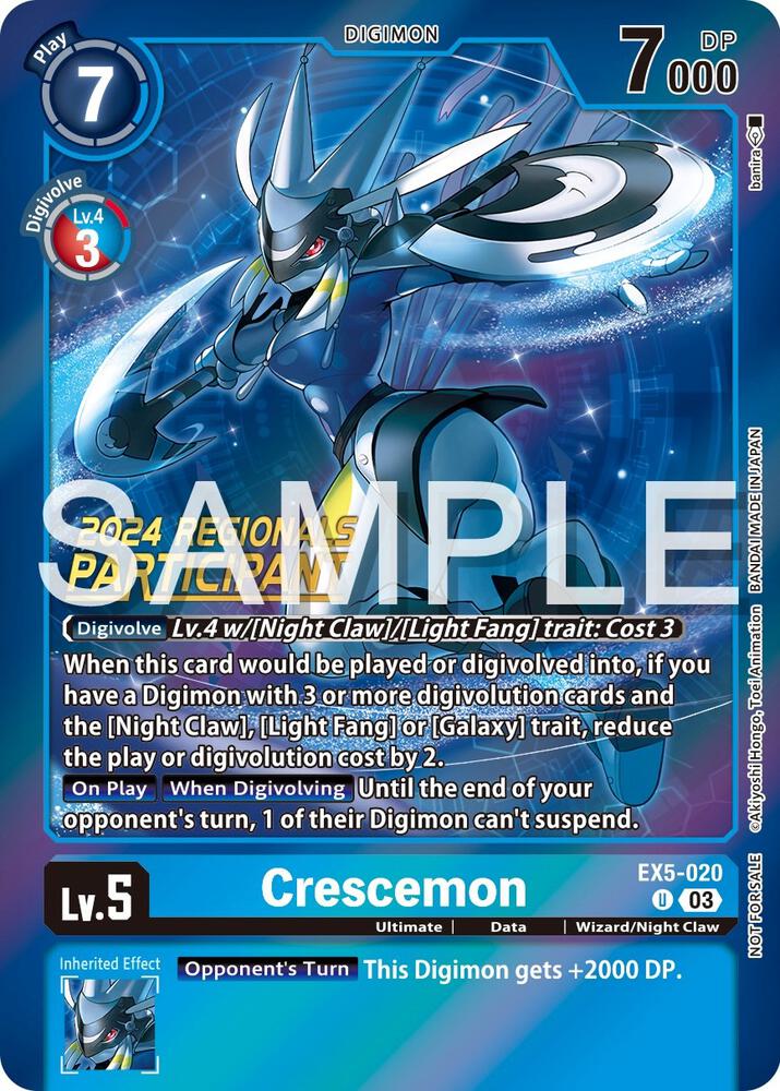 Crescemon 2024 Regionals Participant digimon card