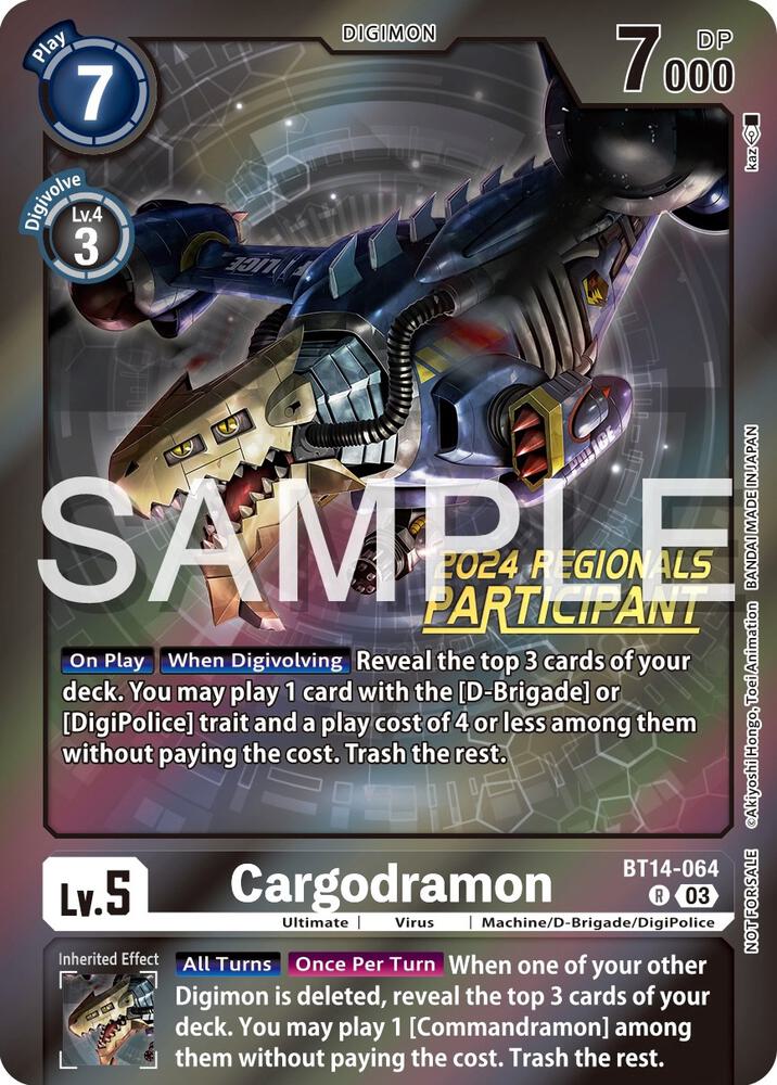 Cargodramon 2024 Regionals Participant digimon card