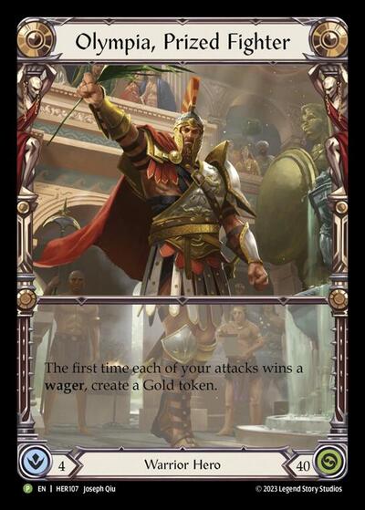 Olympia, Prized Fighter - HER107 Flesh and Blood: Promo Cards Promo Flesh and Blood card — value and price