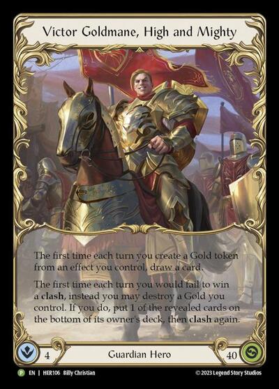 Victor Goldmane, High and Mighty - HER106 Flesh and Blood: Promo Cards Promo Flesh and Blood card — value and price