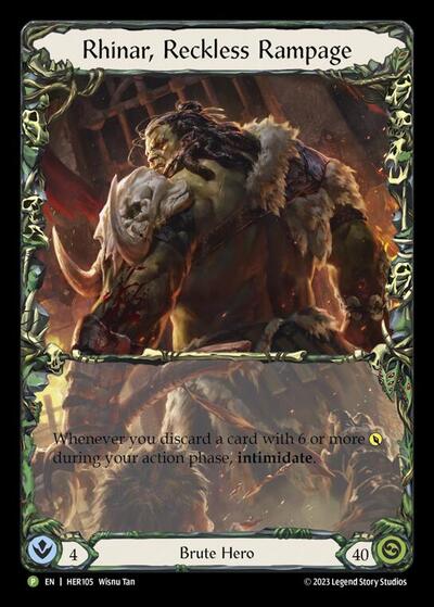 Rhinar, Reckless Rampage - HER105 Flesh and Blood: Promo Cards Promo Flesh and Blood card — value and price