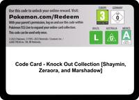 Code Card - Knock Out Collection [Shaymin, Zeraora, and Marshadow]