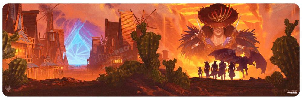 Outlaws of Thunder Junction Gang Silhouette 8ft Table Playmat for Magic: The Gathering — sealed Ultra PRO product photographed on a white background