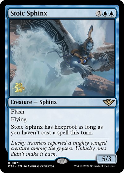 Stoic Sphinx (Prerelease) from POTJ #71s, Magic: The Gathering card