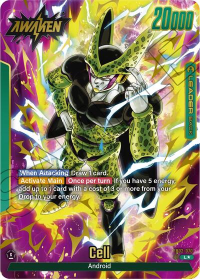 Cell - FB02-070 (Alternate Art) Blazing Aura Leader Dragon Ball card — value and price