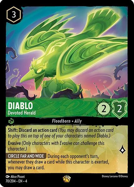 ロルカナ　ディアブロ　foil Diablo - Devoted Herald - Ursula's Return - Disney Lorcana