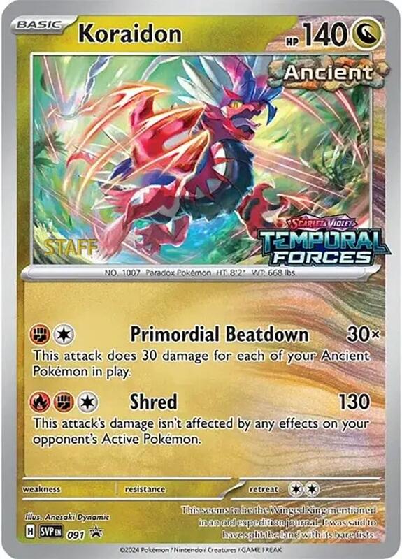 Koraidon - 091 (Prerelease) [Staff] 091 from SV: Scarlet & Violet Promo Cards