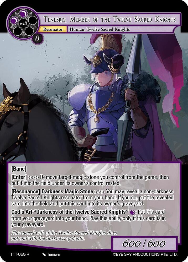Tenebris, Member of the Twelve Sacred Knights