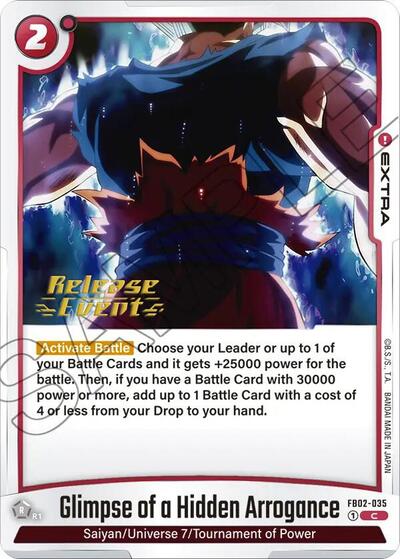 Glimpse of a Hidden Arrogance Blazing Aura Release Event Cards Common Dragon Ball card — value and price