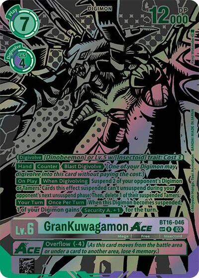 GranKuwagamon ACE (Textured) Beginning Observer Rare Digimon card — value and price