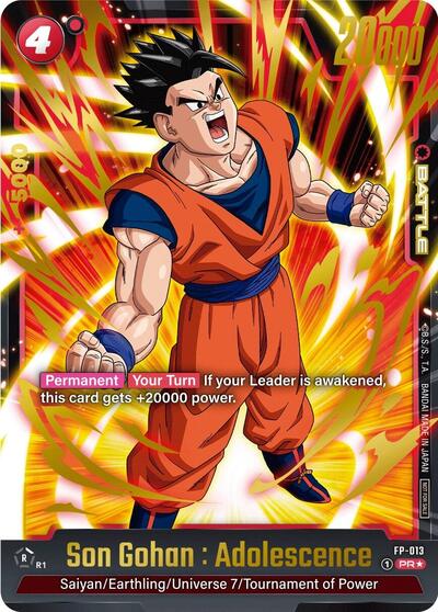 Son Gohan : Adolescence - FP-013 (Gold) Fusion World Promotion Cards and Packs Promo Dragon Ball card — value and price