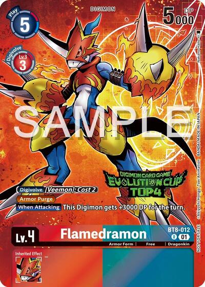 Flamedramon - BT8-012 (2024 Evolution Cup Top 4) New Awakening Promo Digimon card — value and price
