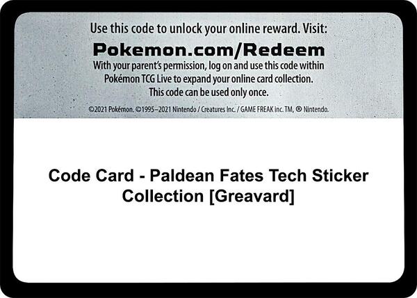 Code Card - Paldean Fates Tech Sticker Collection [Greavard]