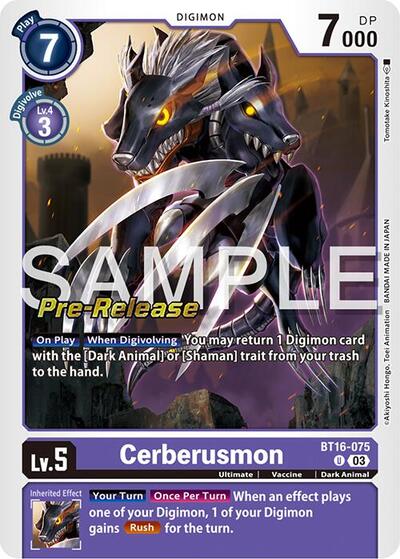 Cerberusmon Beginning Observer Pre-Release Cards Uncommon Digimon card — value and price