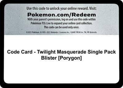 Code Card - Twilight Masquerade Single Pack Blister [Porygon]