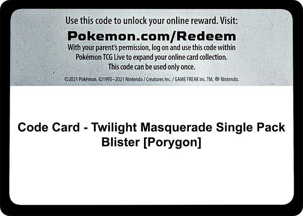 Code Card - Twilight Masquerade Single Pack Blister [Porygon]