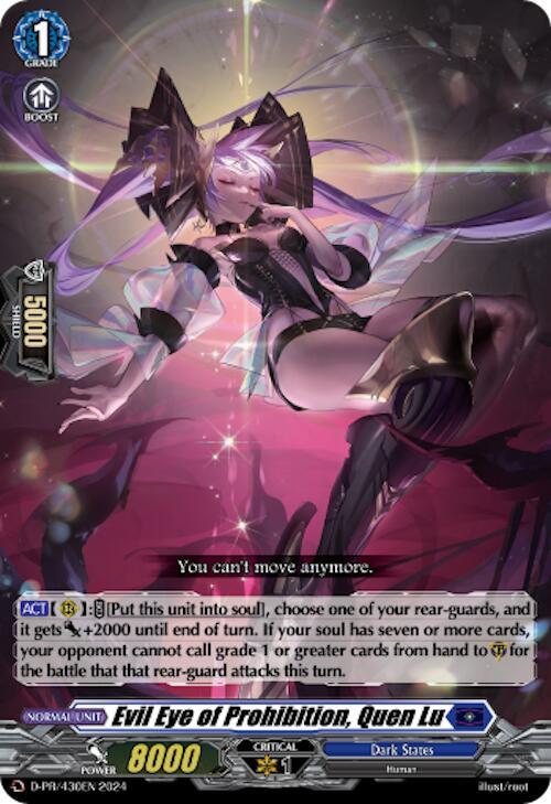 Evil Eye of Prohibition, Quen Lu - D Promo Cards - Cardfight Vanguard -  TCGplayer.com