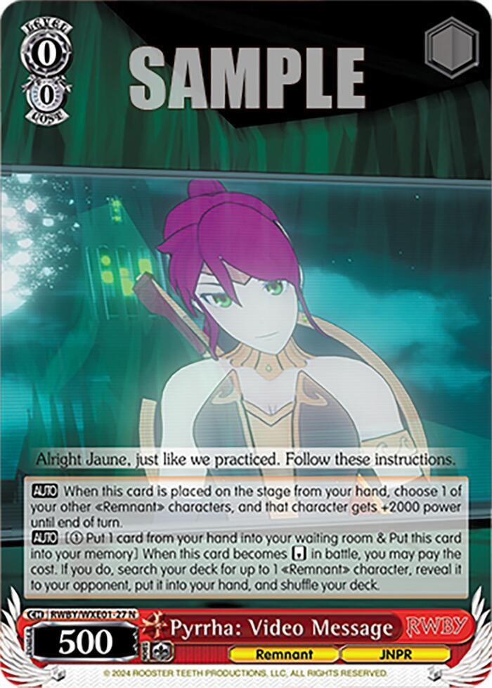 Pyrrha: Video Message