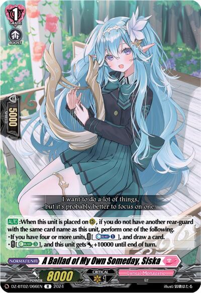A Ballad of My Own Someday, Siska