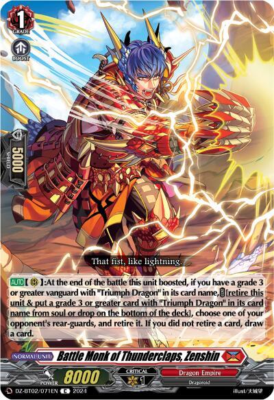 Battle Monk of Thunderclaps Zenshin Price & Card Details — DZ-BT02
