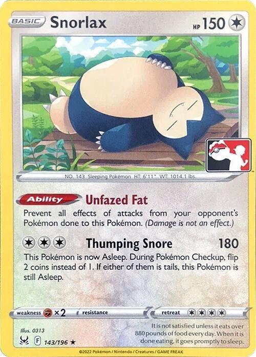Snorlax 143/196 from Prize Pack Series Cards