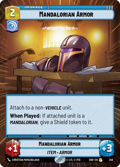 Mandalorian Armor (Hyperspace) — Foil Shadows of the Galaxy Rare Star Wars Unlimited card — value and price