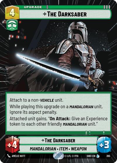 The Darksaber (Hyperspace) — Foil Shadows of the Galaxy Legendary Star Wars Unlimited card — value and price