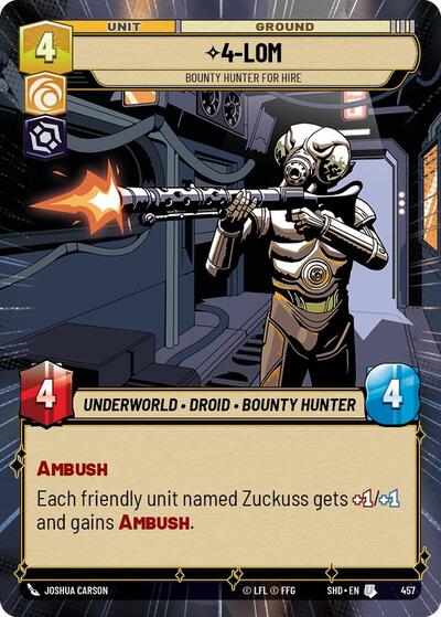 4-LOM - Bounty Hunter for Hire (Hyperspace) — Foil Shadows of the Galaxy Uncommon Star Wars Unlimited card — value and price