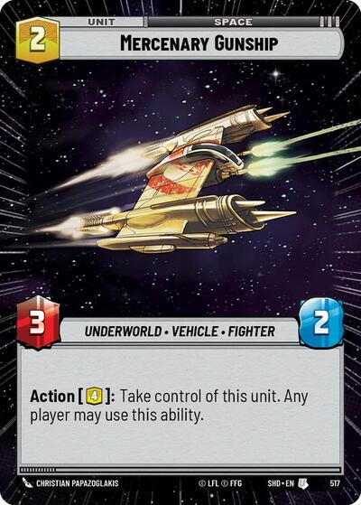 Mercenary Gunship (Hyperspace) — Foil Shadows of the Galaxy Uncommon Star Wars Unlimited card — value and price