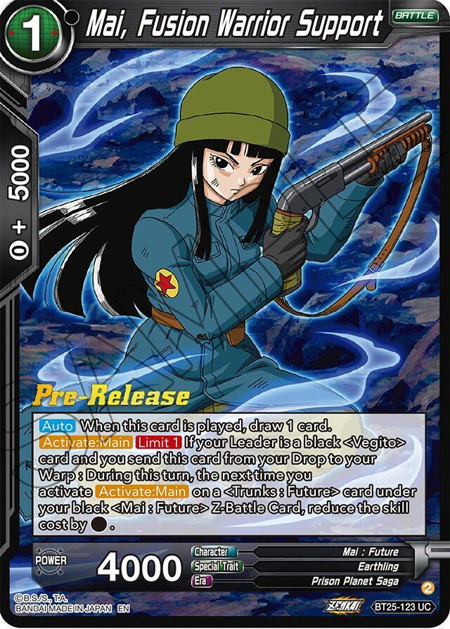 Mai, Fusion Warrior Support #BT25-123 — Legend of the Dragon Balls Pre-Release Cards