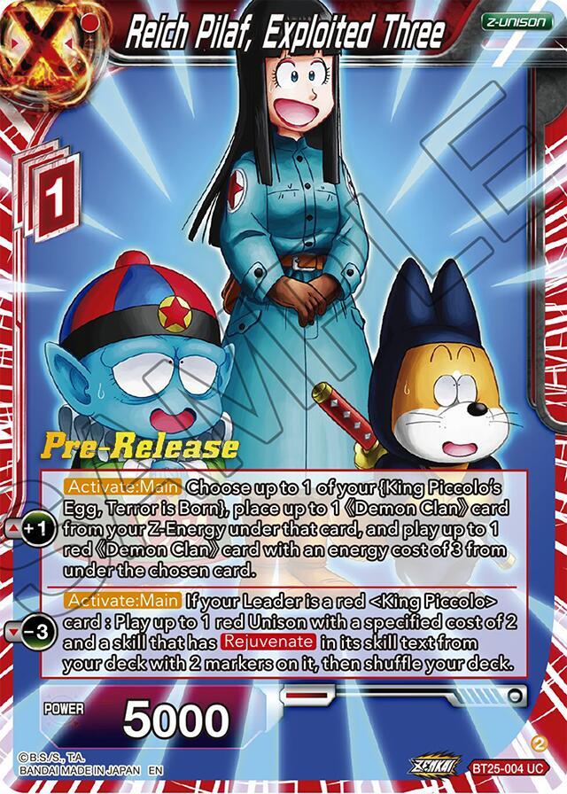 Reich Pilaf, Exploited Three #BT25-004 — Legend of the Dragon Balls Pre-Release Cards