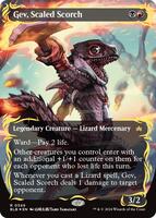 Gev, Scaled Scorch (Borderless) (Raised Foil) - Bloomburrow